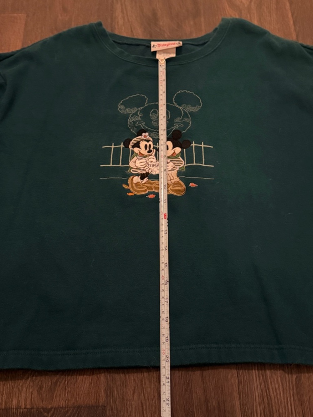 Vintage Disney Teal Long-Sleeve Sweatshirt with Mickey & Minnie embroidery - Picture 4 of 5
